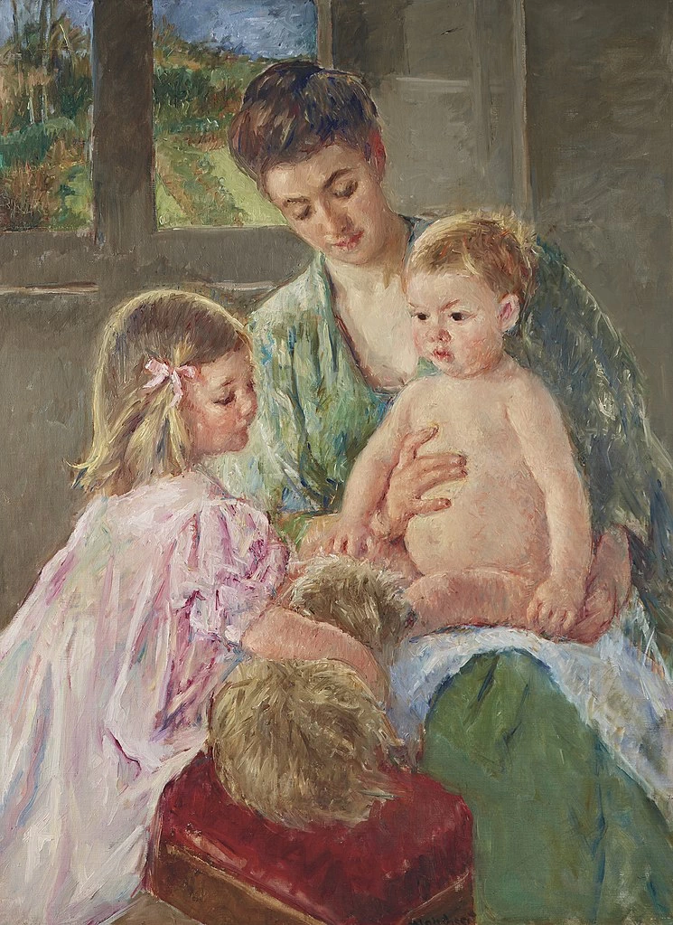 Mary Cassatt - Bambini che giocano con un cane